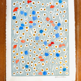 Hand Block Printed Meadow Art Print - No. 3050