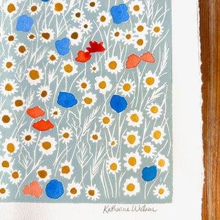 Hand Block Printed Meadow Art Print - No. 3050
