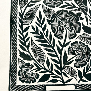 SECONDS : Hand Block Printed Bird Art Print - No. 5671
