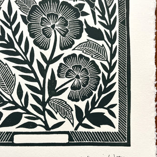 SECONDS : Hand Block Printed Bird Art Print - No. 5671