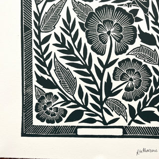 SECONDS : Hand Block Printed Bird Art Print - No. 5673