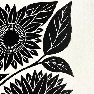 SECONDS : Hand Block Printed Sunflower Art Print - No. 5675