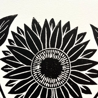 SECONDS : Hand Block Printed Sunflower Art Print - No. 5675
