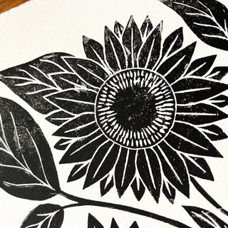 SECONDS : Hand Block Printed Sunflower Art Print - No. 5675