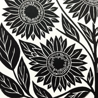 SECONDS : Hand Block Printed Sunflower Art Print - No. 5675