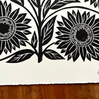 SECONDS : Hand Block Printed Sunflower Art Print - No. 5676