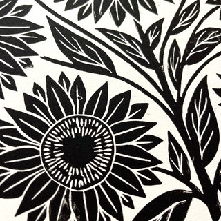 SECONDS : Hand Block Printed Sunflower Art Print - No. 5676