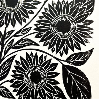 SECONDS : Hand Block Printed Sunflower Art Print - No. 5676