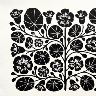 SECONDS : Hand Block Printed Nasturtium Art Print - No. 5677