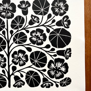 SECONDS : Hand Block Printed Nasturtium Art Print - No. 5677