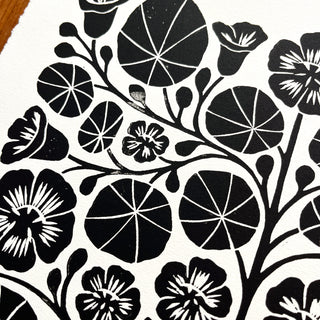 SECONDS : Hand Block Printed Nasturtium Art Print - No. 5677