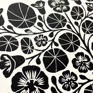 SECONDS : Hand Block Printed Nasturtium Art Print - No. 5677