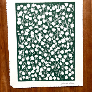 SECONDS : Hand Block Printed Meadow Art Print - No. 5683