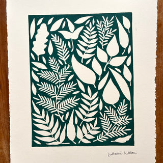 SECONDS : Hand Block Printed Leaves Art Print - No. 5684