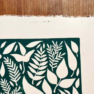SECONDS : Hand Block Printed Leaves Art Print - No. 5684