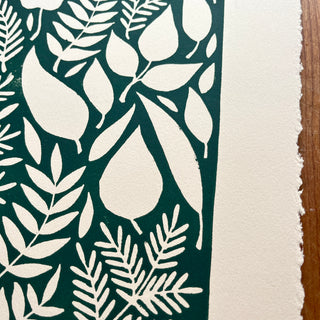 SECONDS : Hand Block Printed Leaves Art Print - No. 5684