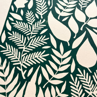 SECONDS : Hand Block Printed Leaves Art Print - No. 5684