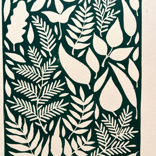 SECONDS : Hand Block Printed Leaves Art Print - No. 5684