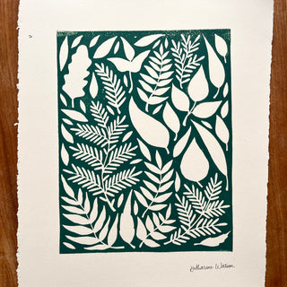 SECONDS : Hand Block Printed Leaves Art Print - No. 5685