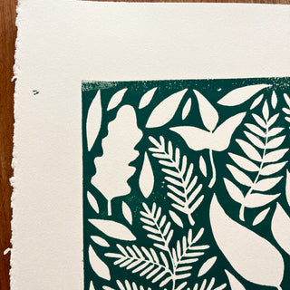 SECONDS : Hand Block Printed Leaves Art Print - No. 5685