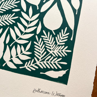 SECONDS : Hand Block Printed Leaves Art Print - No. 5685