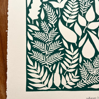 SECONDS : Hand Block Printed Leaves Art Print - No. 5685