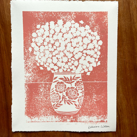 SECONDS : Hand Block Printed Vase Art Print - No. 5686