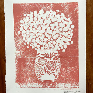 SECONDS : Hand Block Printed Vase Art Print - No. 5686
