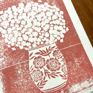 SECONDS : Hand Block Printed Vase Art Print - No. 5686