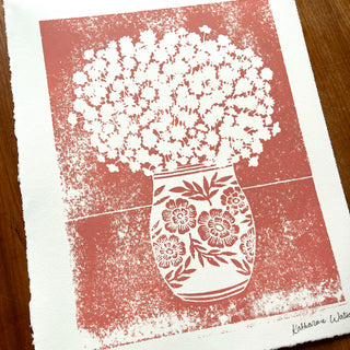 SECONDS : Hand Block Printed Vase Art Print - No. 5686