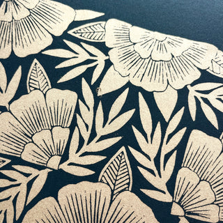 SECONDS : Hand Block Printed Gold Art Print - No. 5691