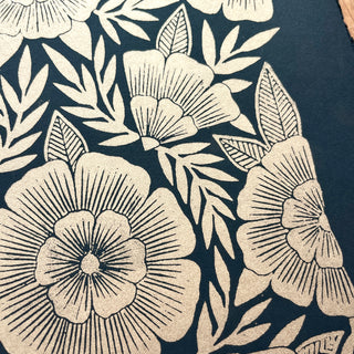 SECONDS : Hand Block Printed Gold Art Print - No. 5691