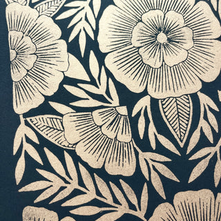 SECONDS : Hand Block Printed Gold Art Print - No. 5691
