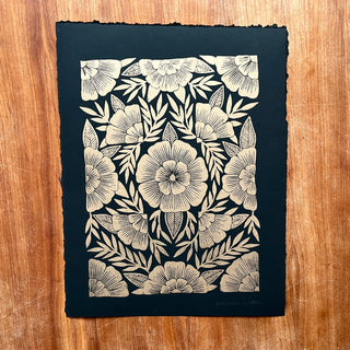 SECONDS : Hand Block Printed Gold Art Print - No. 5691