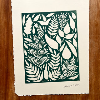 SECONDS : Hand Block Printed Leaves Art Print - No. 5692