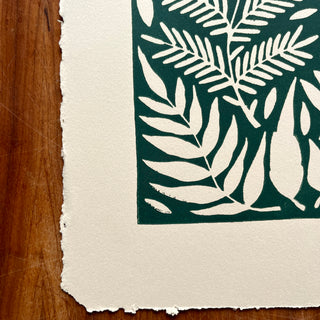 SECONDS : Hand Block Printed Leaves Art Print - No. 5692