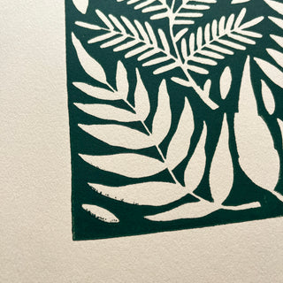 SECONDS : Hand Block Printed Leaves Art Print - No. 5692