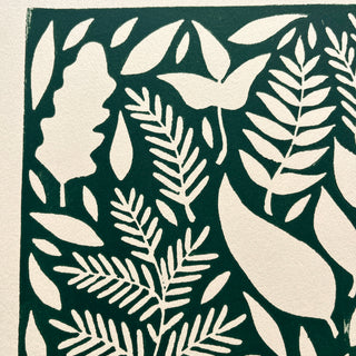 SECONDS : Hand Block Printed Leaves Art Print - No. 5692