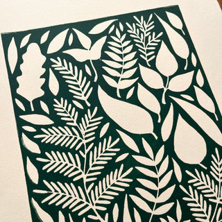 SECONDS : Hand Block Printed Leaves Art Print - No. 5693