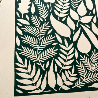 SECONDS : Hand Block Printed Leaves Art Print - No. 5693