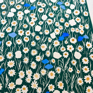 Hand Block Printed Meadow with Watercolors - No. 5714
