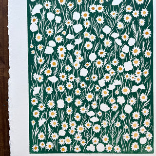 Hand Block Printed Meadow with Watercolors - No. 5715