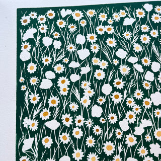 Hand Block Printed Meadow with Watercolors - No. 5715