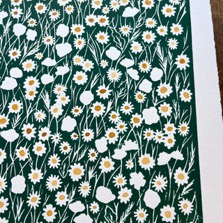 Hand Block Printed Meadow with Watercolors - No. 5715