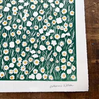 Hand Block Printed Meadow with Watercolors - No. 5715