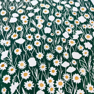 Hand Block Printed Meadow with Watercolors - No. 5715