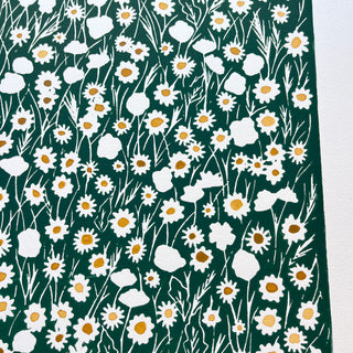 Hand Block Printed Meadow with Watercolors - No. 5716