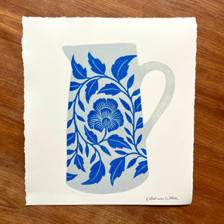 Hand Block Printed Pitcher Art Print - No. 5721