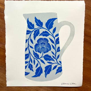 Hand Block Printed Pitcher Art Print - No. 5721