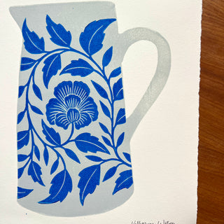 Hand Block Printed Pitcher Art Print - No. 5721